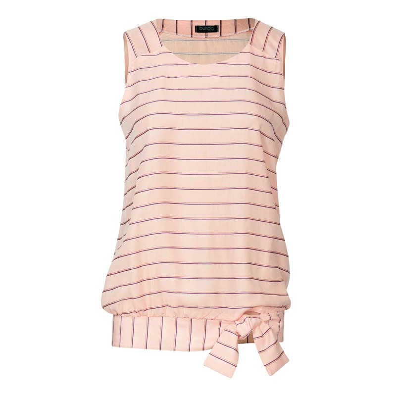Patron Burda 6201 - Top trapèze femme col rond avec ou sans ceinture ruban