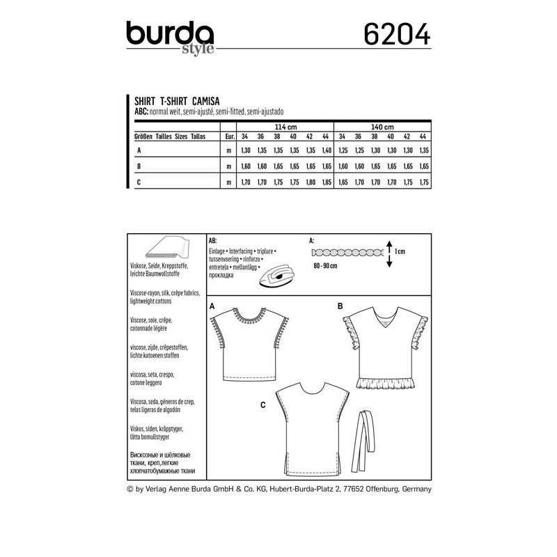 Patron Burda 6204 - T-Shirt blouse femme réversible