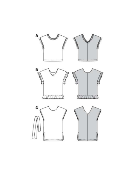 Patron Burda 6204 - T-Shirt blouse femme réversible