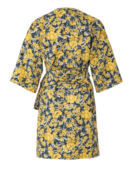 Patron Burda 6207 - Robe kimono portefeuille arrondie et volantée avec ceinture nœud ruban