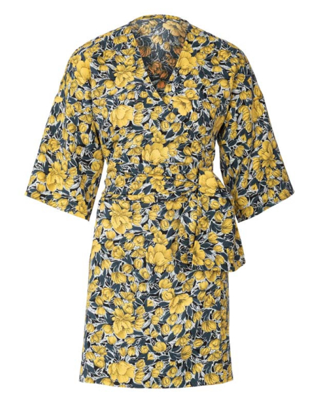 Patron Burda 6207 - Robe kimono portefeuille arrondie et volantée avec ceinture nœud ruban