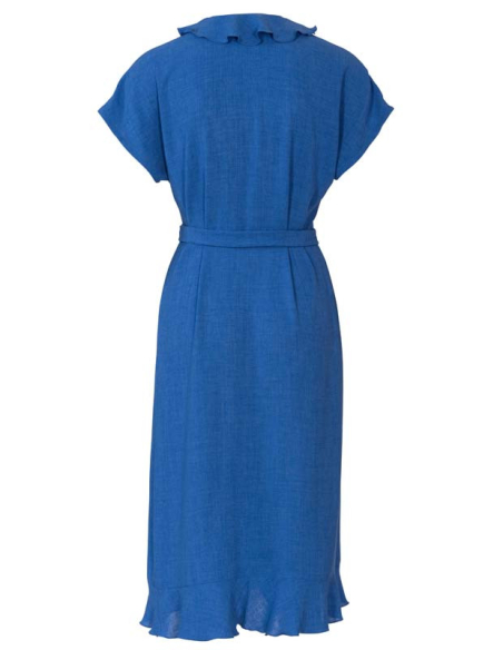 Patron Burda 6207 - Robe kimono portefeuille arrondie et volantée avec ceinture nœud ruban