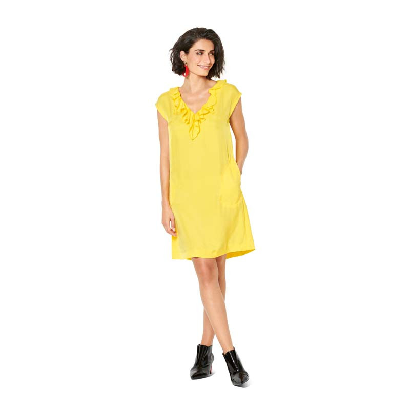 Patron Burda 6221 - Robe trapèze sans manche encolure en V avec ou sans volant