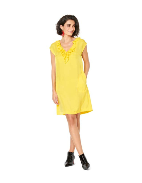 Patron Burda 6221 - Robe trapèze sans manche encolure en V avec ou sans volant