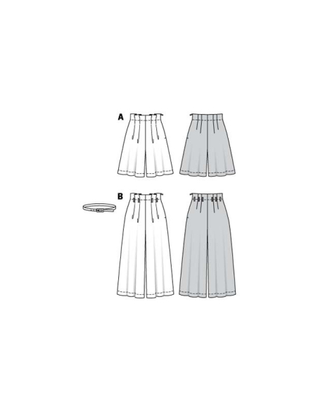 Patron Burda 6226 - Bermuda femme ou pantalon façon jupe - culotte taille haute