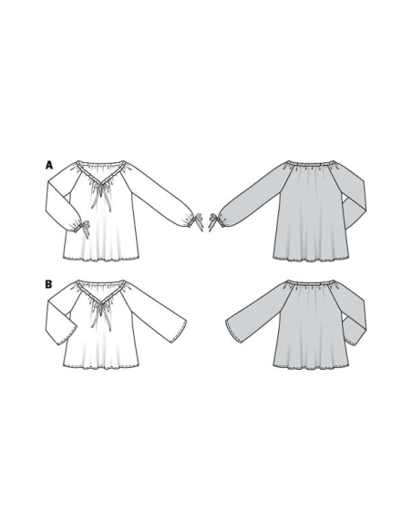Patron Burda 6227 - Blouse ou tunique femme Carmen – coulisse à ruban