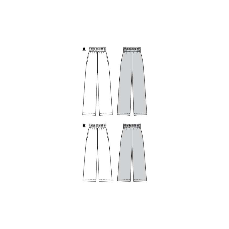 Patron Burda 6229 - Pantalon femme et pantacourt à coulisse élastique jambes amples