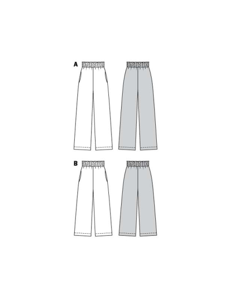Patron Burda 6229 - Pantalon femme et pantacourt à coulisse élastique jambes amples
