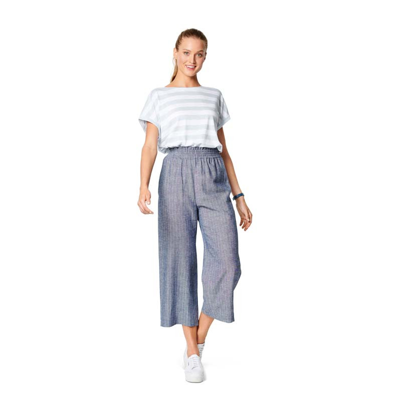 Patron Burda 6229 - Pantalon femme et pantacourt à coulisse élastique jambes amples