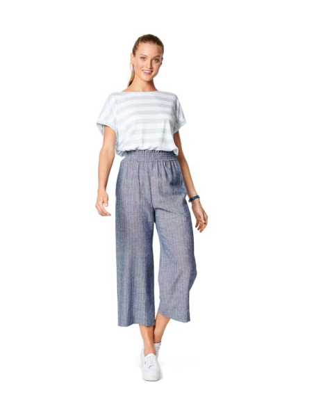 Patron Burda 6229 - Pantalon femme et pantacourt à coulisse élastique jambes amples