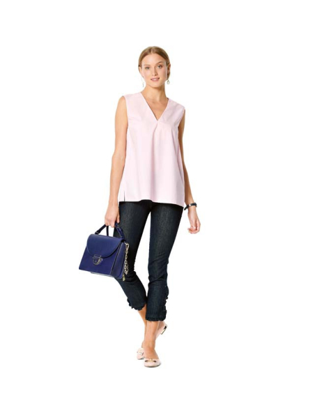Patron Burda 6234 - Blouse femme encolure en V avec ou sans manches longues