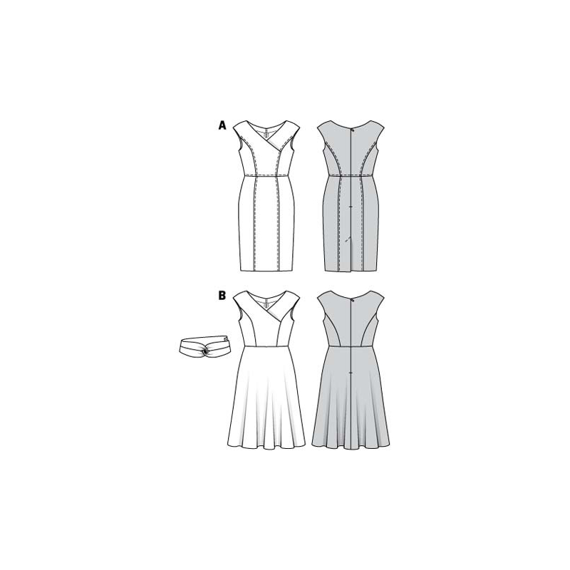 Patron Burda 6236 - Robe crayon à effet croisé, encolure portrait en V épaules tombantes