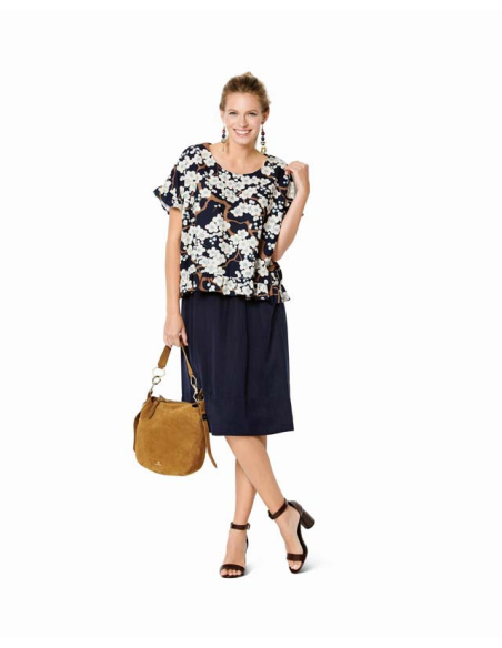 Patron Burda 6243 - T-Shirt femme carré, avec ou sans volants