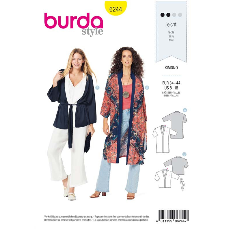 Patron Burda 6244 - Veste Gilet femme Kimono