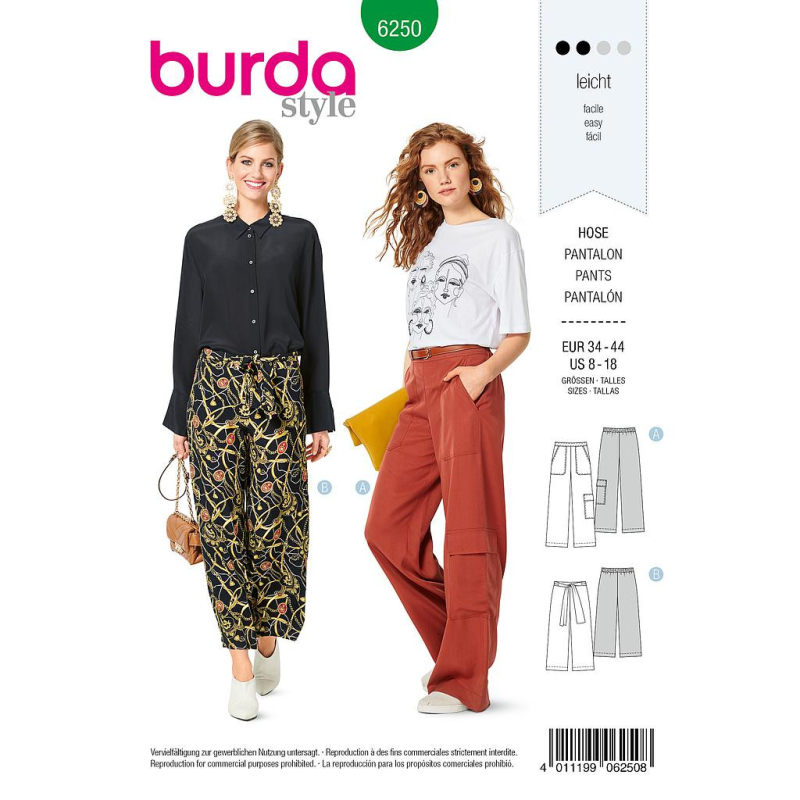 Patron Burda 6250 - Pantalon ample pour femmes
