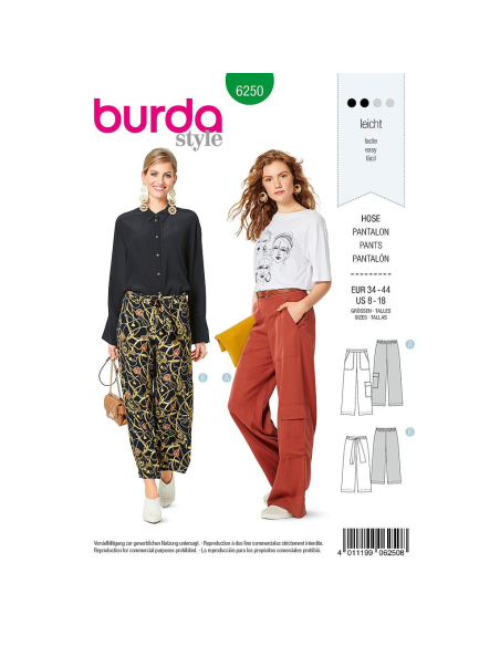Patron Burda 6250 - Pantalon ample pour femmes