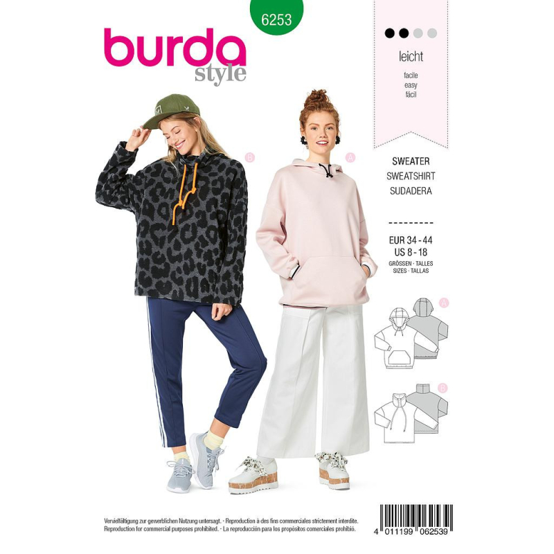 Patron Burda 6253 - Sweat shirt pour femmes