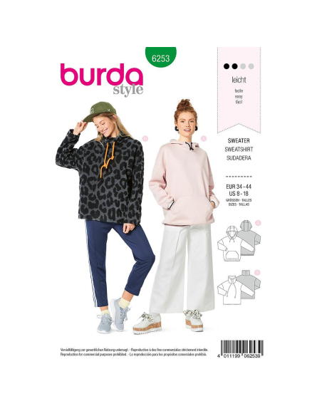 Patron Burda 6253 - Sweat shirt pour femmes