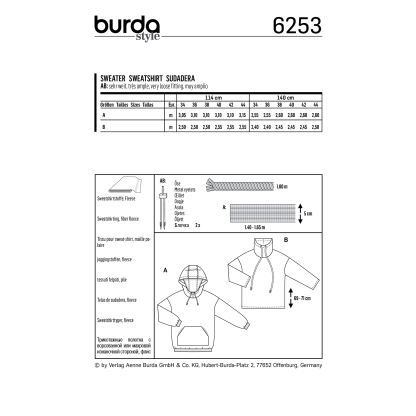 Patron Burda 6253 - Sweat shirt pour femmes 2