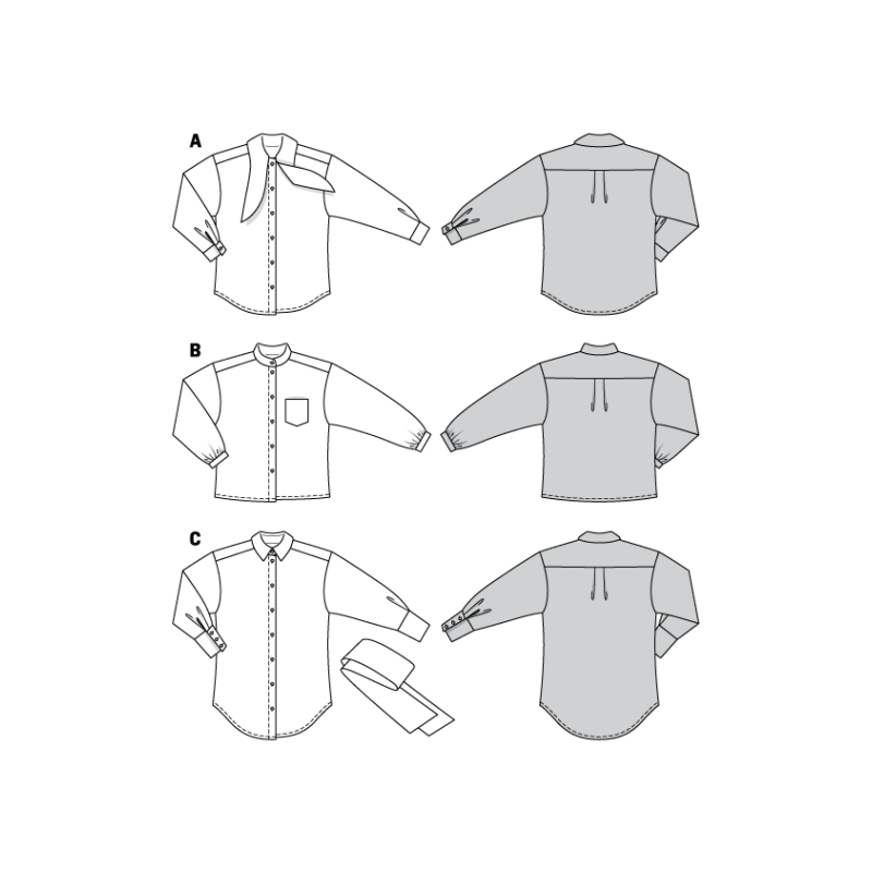 Patron Burda 6263 - Chemisier à variation de cols pour femmes