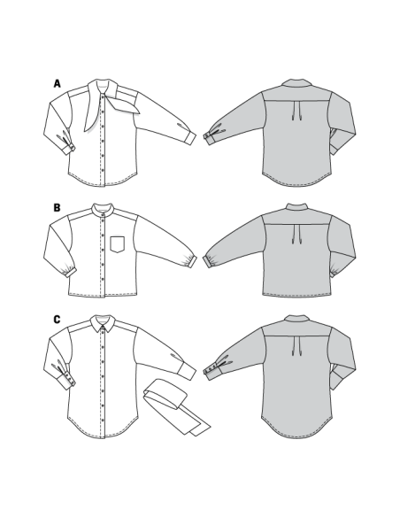 Patron Burda 6263 - Chemisier à variation de cols pour femmes