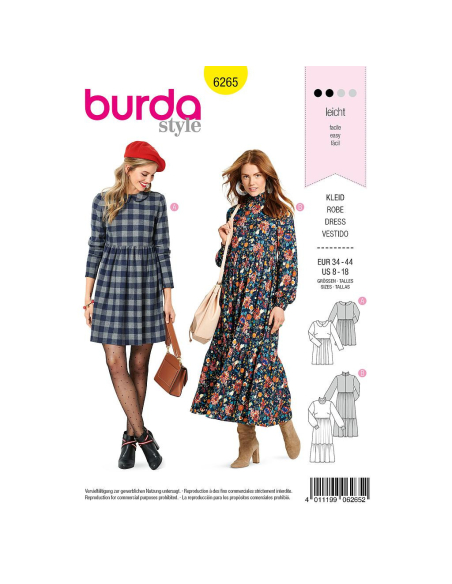 Patron Burda 6265 - Robe col Claudine pour femmes