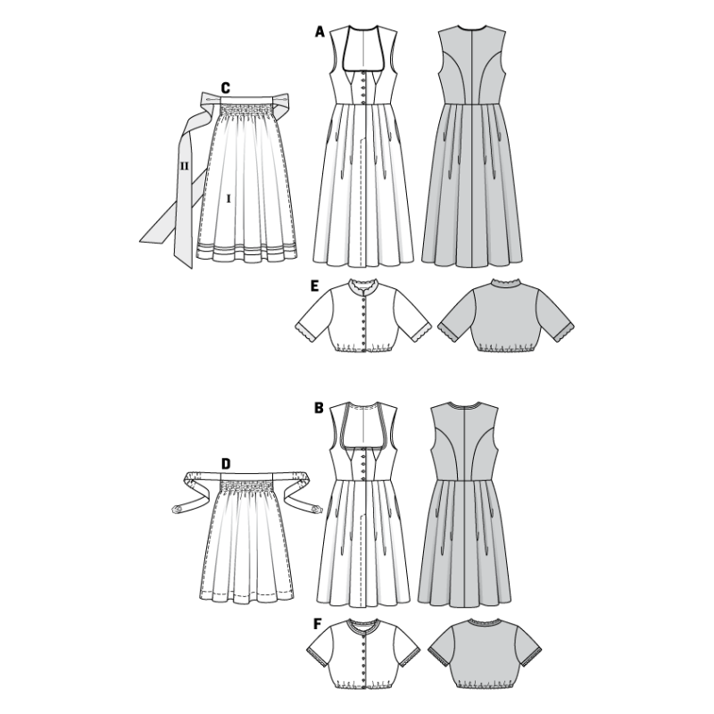 Patron Burda 6268 - Robe et blouse tyrolienne pour femmes