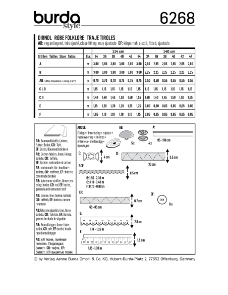 Patron Burda 6268 - Robe et blouse tyrolienne pour femmes