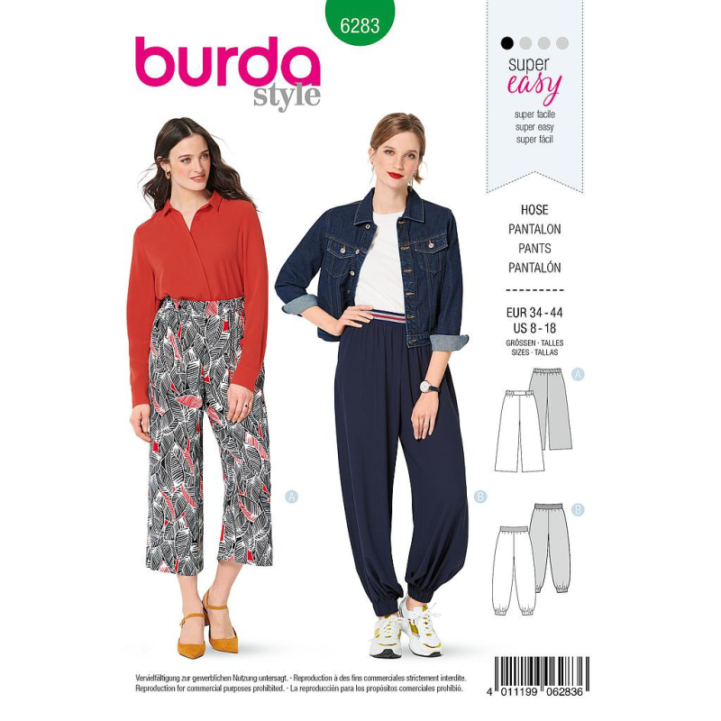 Patron Burda 6283 - Pantalon bouffant pour femmes