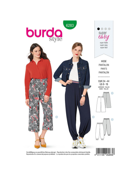 Patron Burda 6283 - Pantalon bouffant pour femmes