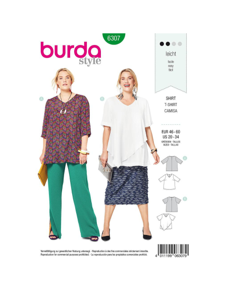 Patron Burda 6307 - Blouse pour femmes