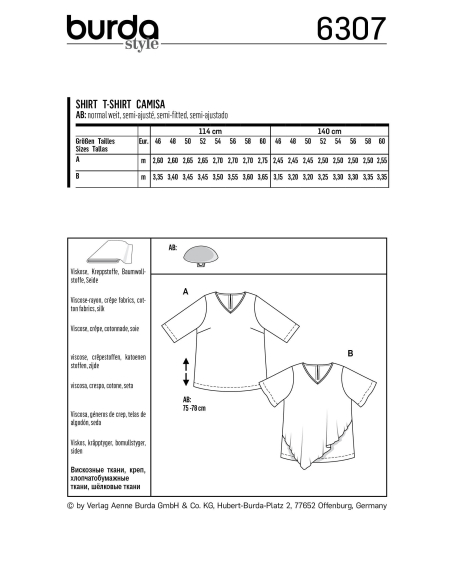 Patron Burda 6307 - Blouse pour femmes