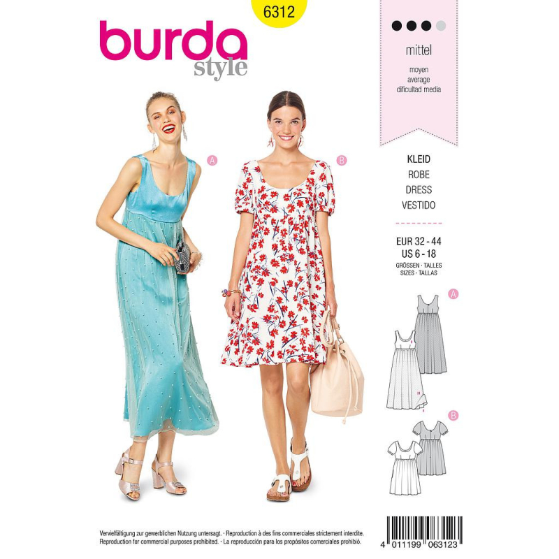 Patron Burda 6312 - Robe pour femmes