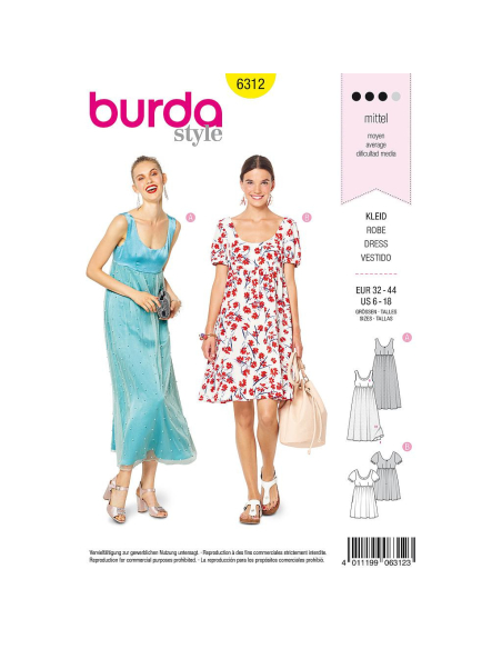 Patron Burda 6312 - Robe pour femmes