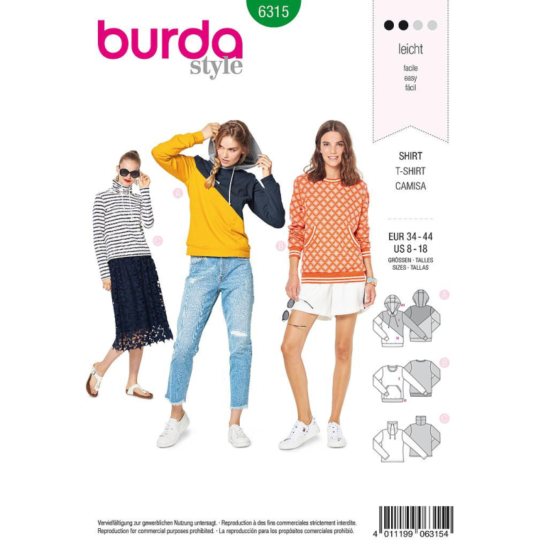 Patron Burda 6315 - Sweat pour femmes