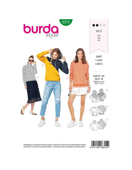 Patron Burda 6315 - Sweat pour femmes