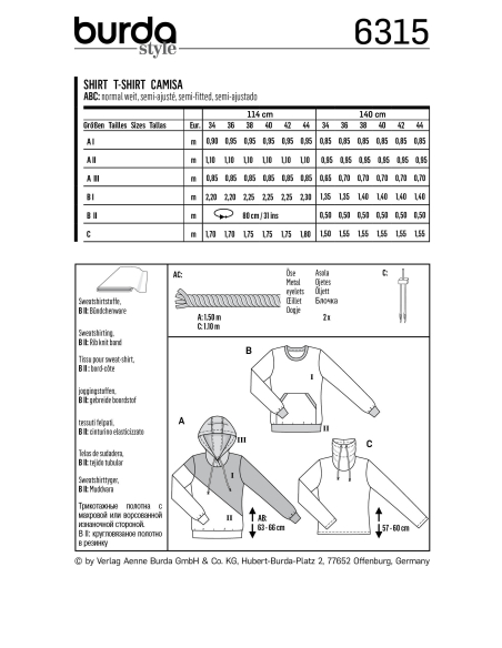 Patron Burda 6315 - Sweat pour femmes