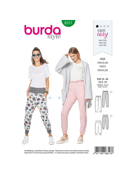 Patron Burda 6317 - Pantalon pour femmes