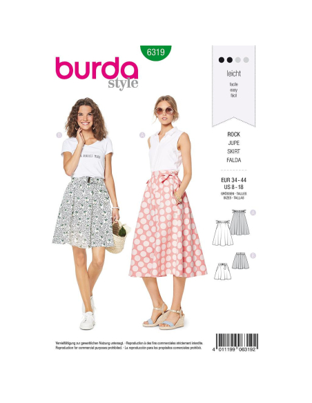 Patron Burda 6319 - Jupe pour femmes