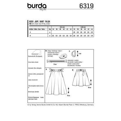 Patron Burda 6319 - Jupe pour femmes 2