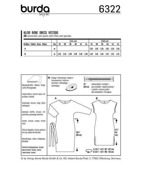 Patron Burda 6322 - Robe pour femmes