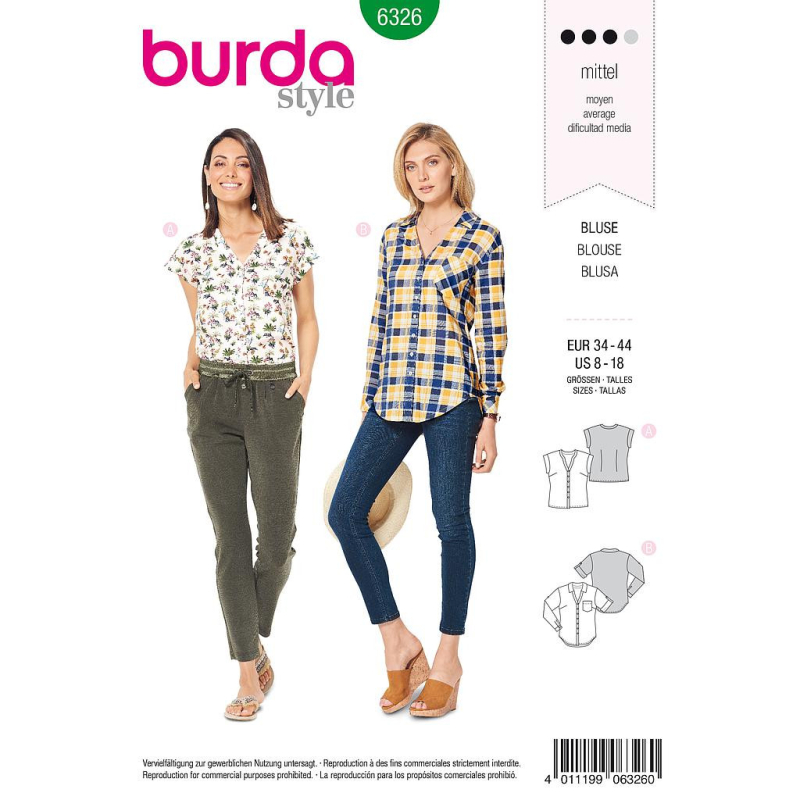 Patron Burda 6326 - Chemisier pour femmes