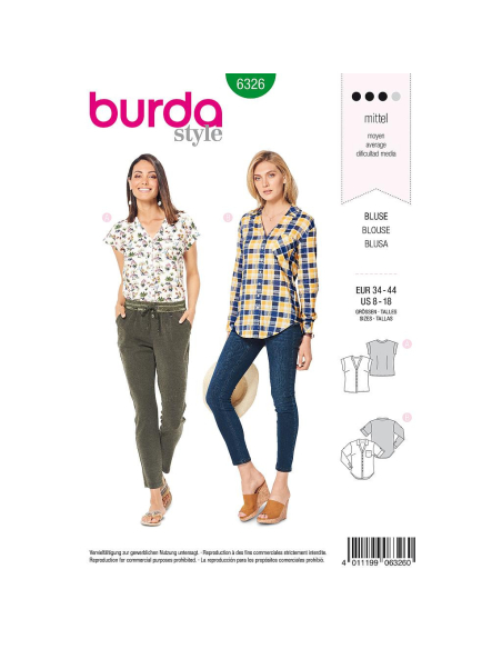 Patron Burda 6326 - Chemisier pour femmes