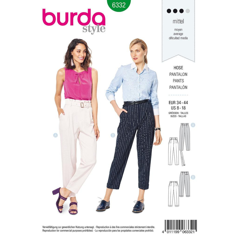 Patron Burda 6332 - Pantalon pour femmes
