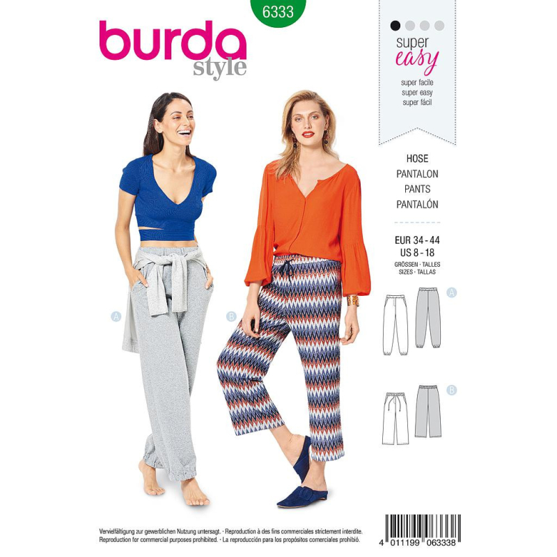 Patron Burda 6333 - Pantalon pour femmes