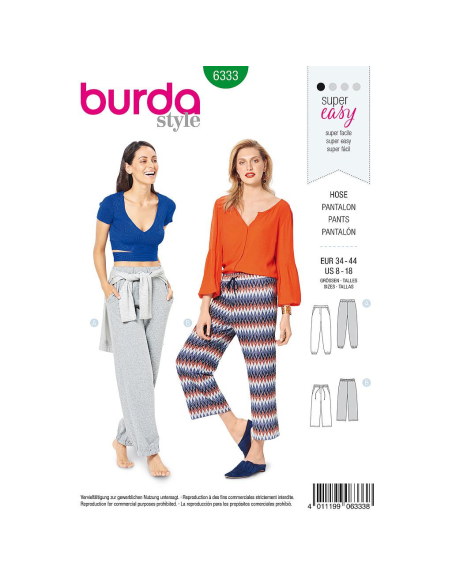 Patron Burda 6333 - Pantalon pour femmes