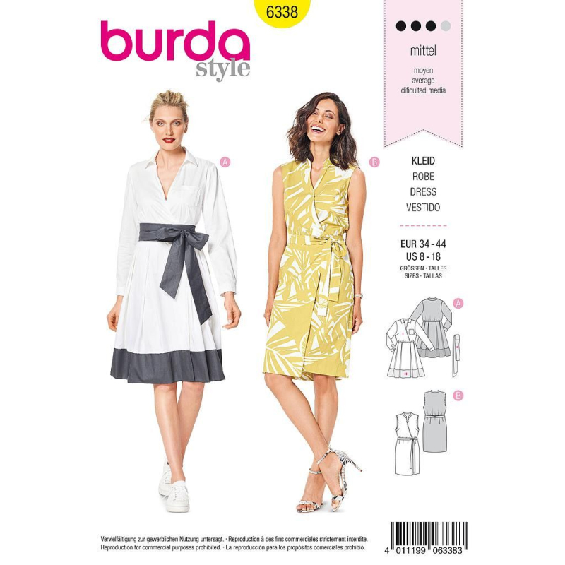 Patron Burda 6338 - Robe portefeuille pour femmes