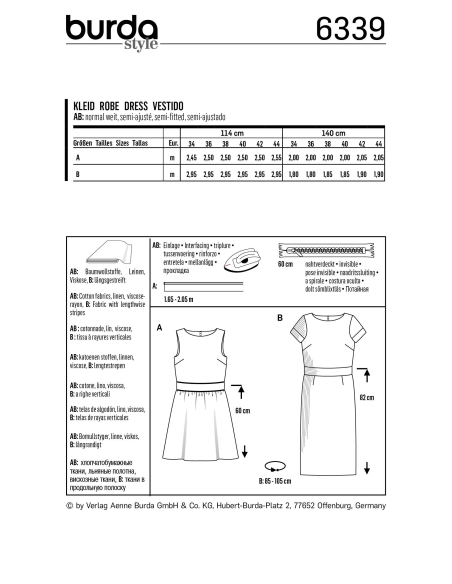 Patron Burda 6339 - Robe pour femmes