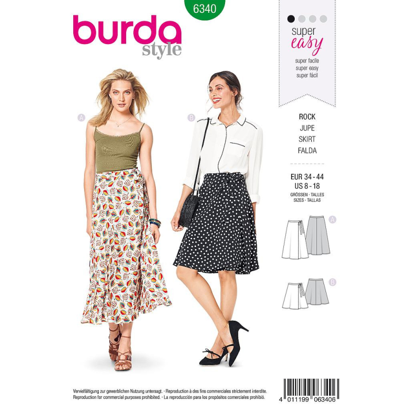 Patron Burda 6340 - Jupe pour femmes