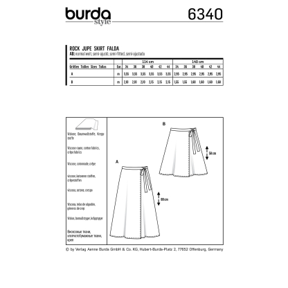 Patron Burda 6340 - Jupe pour femmes 2